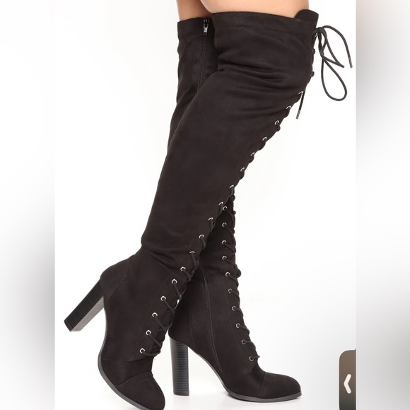 Fashion Nova Shoes - Fashion Nova Tell Me Lies Lace Up Boots - Black Size 11
